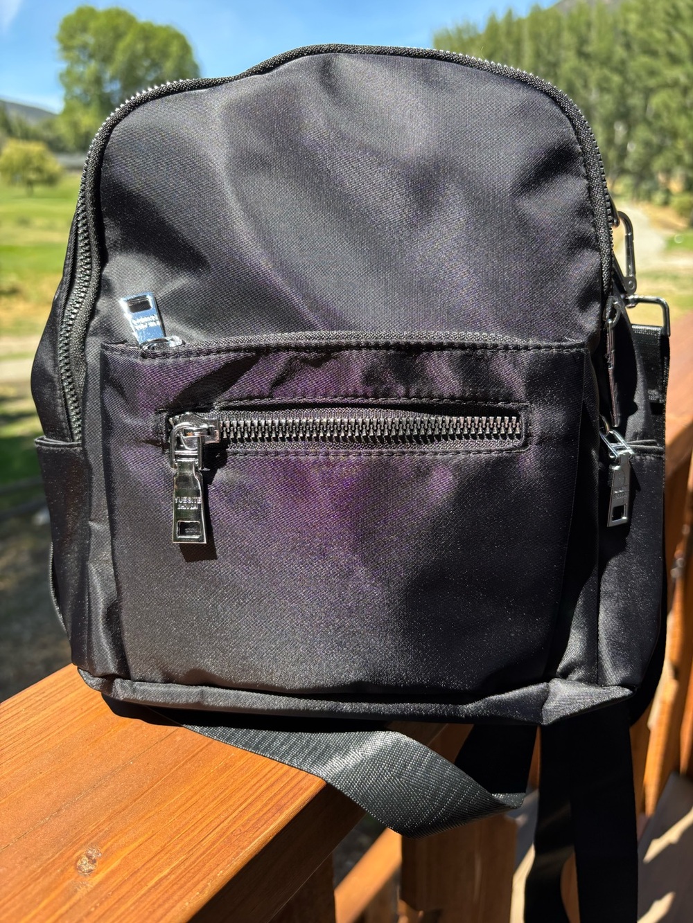 Black Nylon satin backpack Bag - Unbranded